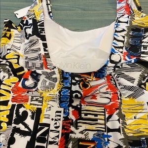 NWT Calvin Klein Graffiti one piece bathing suit
